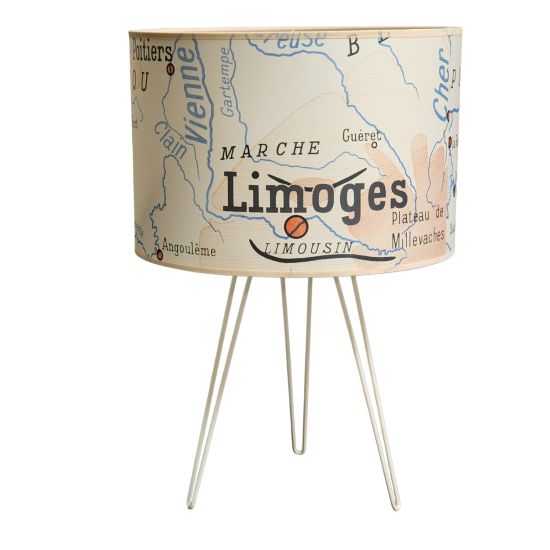 LAMPE Abat jour limousin poitou région affiche de géographie ancienne