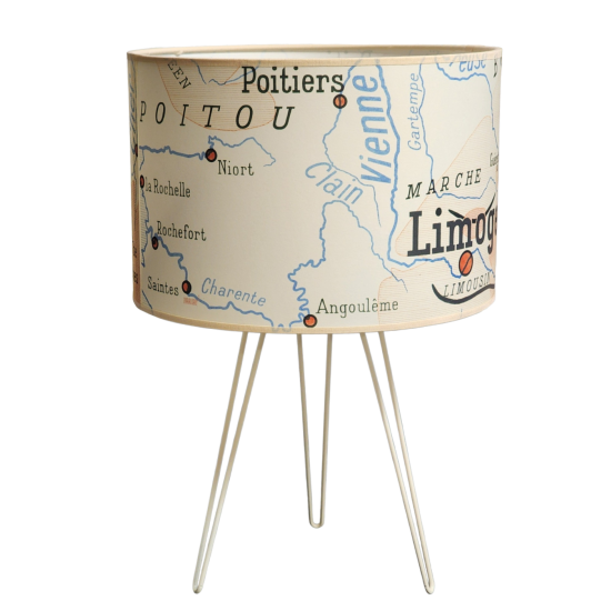 LAMPE Abat jour limousin poitou région affiche de géographie ancienne
