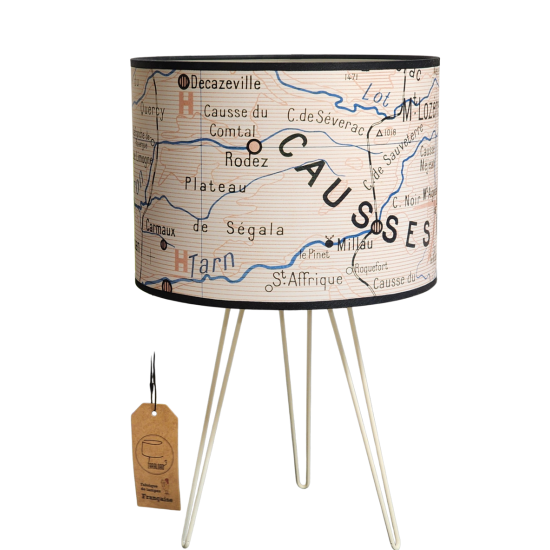 LAMPE AFFICHE SCOLAIRE Abat jour CARTE   Lozere  LES CEVENNES LE GARD