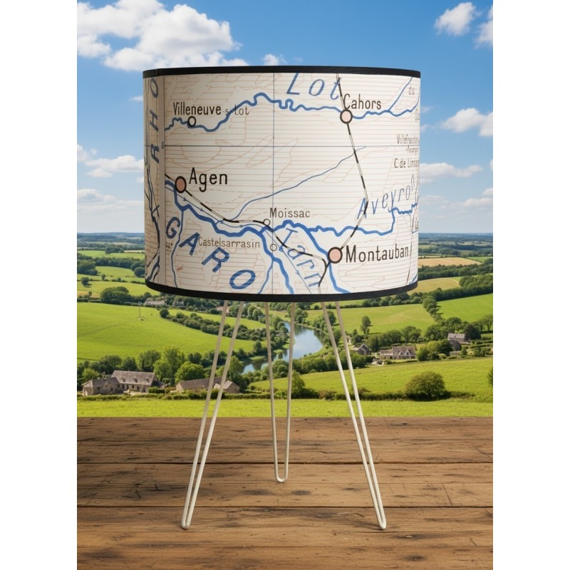 LAMPE AFFICHE SCOLAIRE Abat jour CARTE   Lozere  LES CEVENNES LE GARD