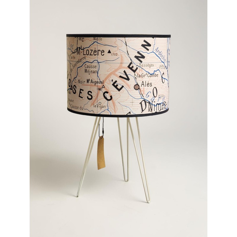 LAMPE AFFICHE SCOLAIRE Abat jour CARTE   Lozere  LES CEVENNES LE GARD