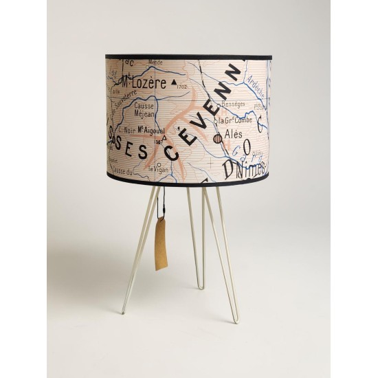 LAMPE AFFICHE SCOLAIRE Abat jour CARTE   Lozere  LES CEVENNES LE GARD