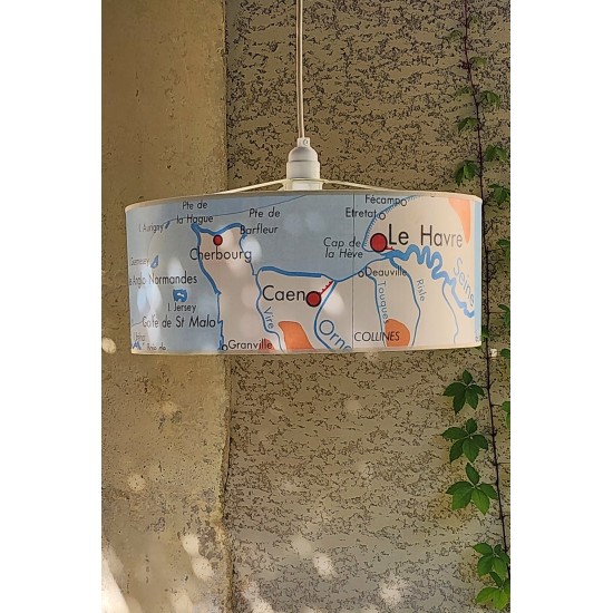 suspension Abat jour COLLINES DE NORMANDIE motif affiche scolaire