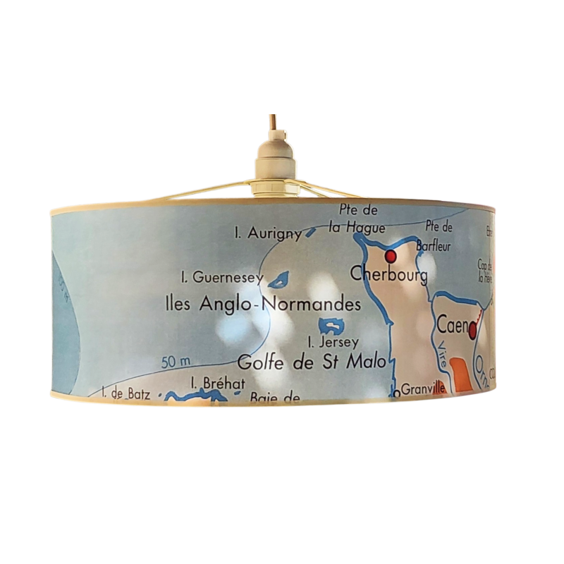suspension Abat jour COLLINES DE NORMANDIE motif affiche scolaire