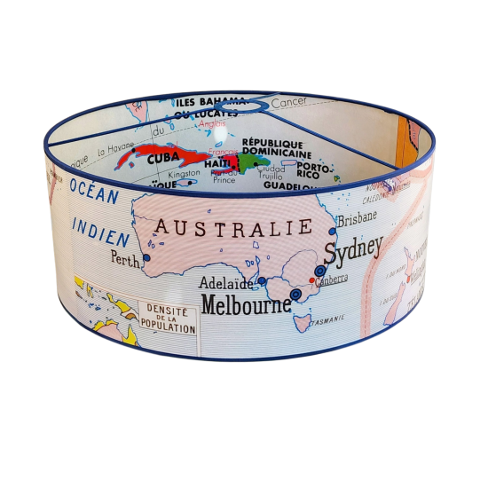 SUSPENSION  ABAT JOUR CARTE GEOGRAPHIE AFFICHE SCOLAIRE VINTAGE AUTOUR DU MONDE -  AUSTRALIE
