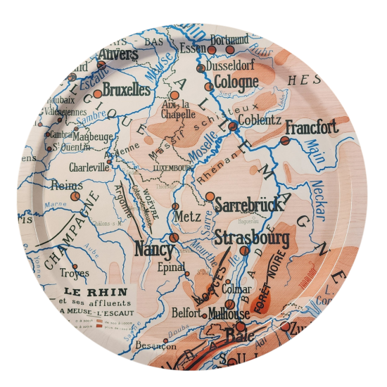 PLATEAU rond CARTE GEOGRAPHIE  LE GRAND EST grand modèle