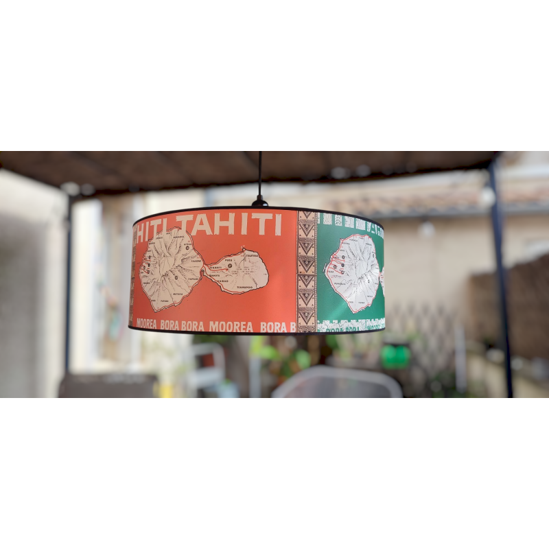 Suspension lustre  illustration ancienne de plusieurs DIAM 45CM TAHITI