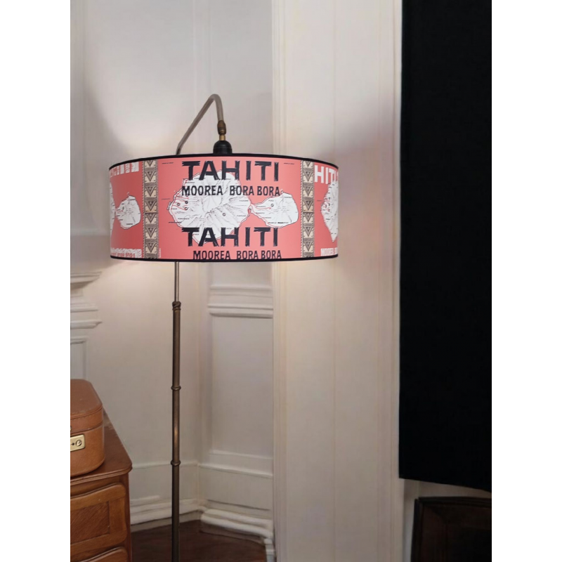 Suspension lustre  illustration ancienne de plusieurs DIAM 45CM TAHITI