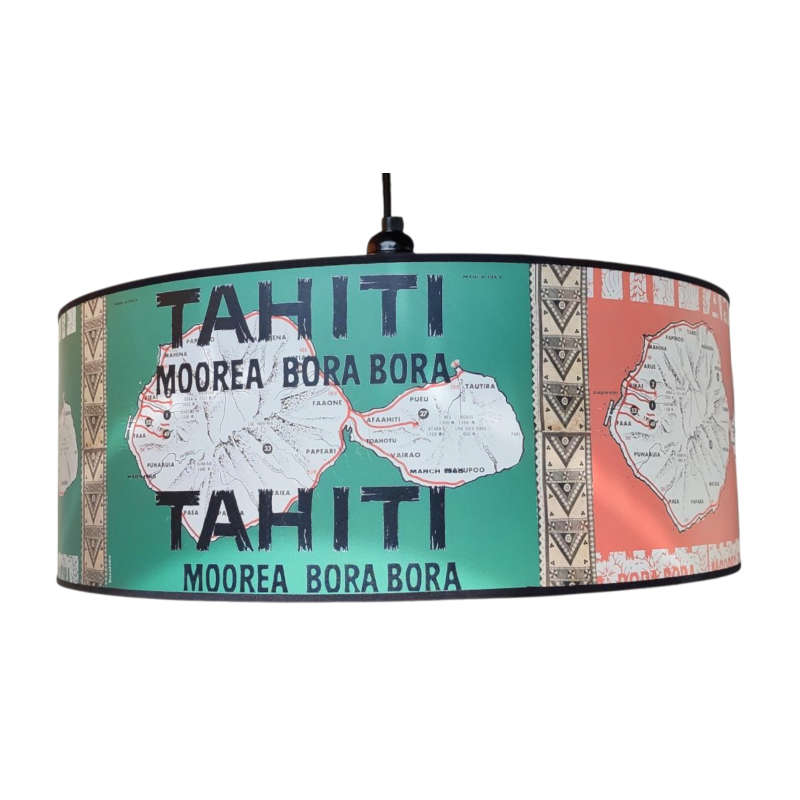 Suspension lustre  illustration ancienne de plusieurs DIAM 45CM TAHITI