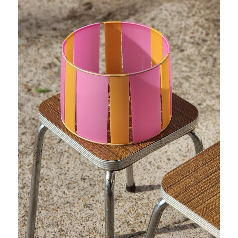 LAMPE ORANGE ET ROSE STRIPE Ø24cm MATERIAUX RECYCLES IMPRESSION 3D