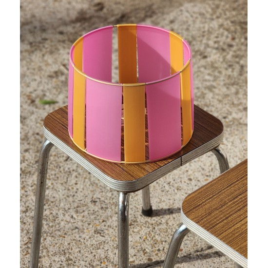 LAMPE ORANGE ET ROSE STRIPE Ø24cm MATERIAUX RECYCLES IMPRESSION 3D