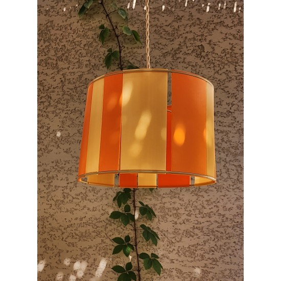LAMPE ORANGE ET ROSE STRIPE Ø24cm MATERIAUX RECYCLES IMPRESSION 3D