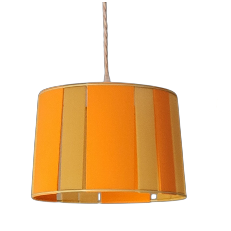 LAMPE ORANGE ET ROSE STRIPE Ø24cm MATERIAUX RECYCLES IMPRESSION 3D