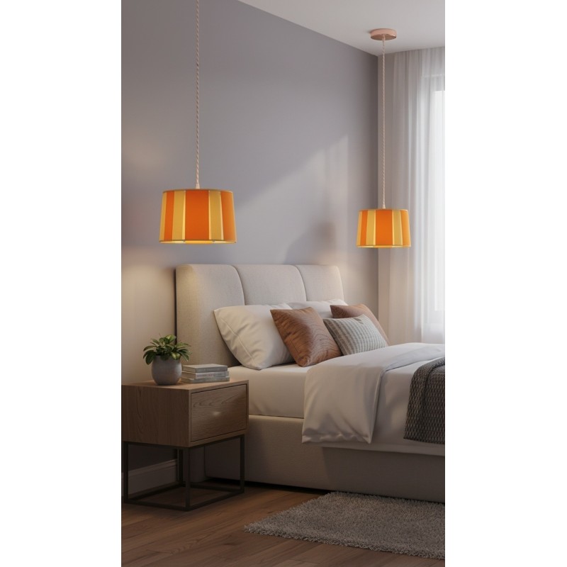 LAMPE ORANGE ET ROSE STRIPE Ø24cm MATERIAUX RECYCLES IMPRESSION 3D