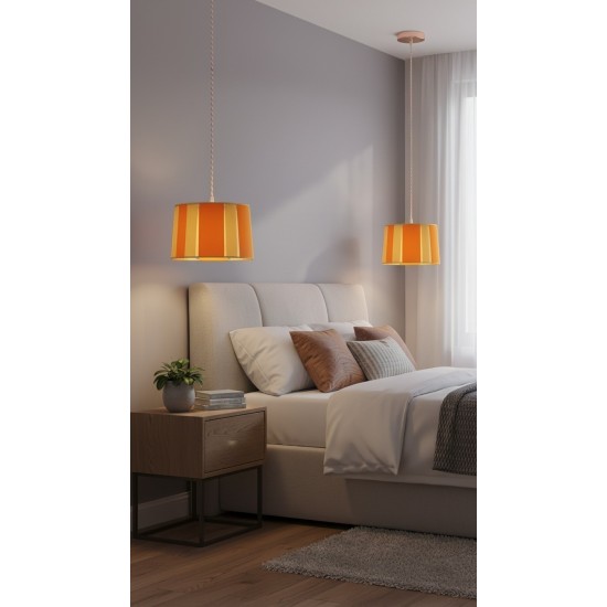 LAMPE ORANGE ET ROSE STRIPE Ø24cm MATERIAUX RECYCLES IMPRESSION 3D
