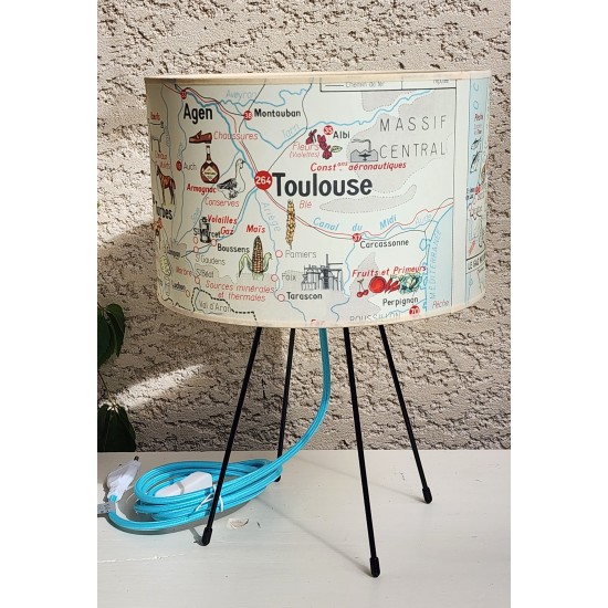 ABAT JOUR  lampe AFFICHE SCOLAIRE carte geographie PYRENEES