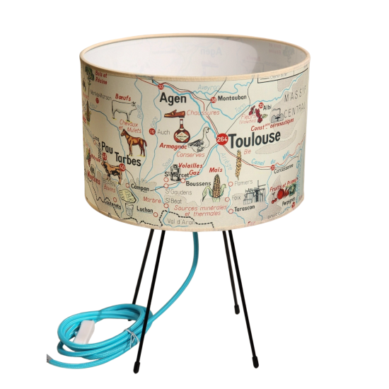 ABAT JOUR  lampe AFFICHE SCOLAIRE carte geographie PYRENEES