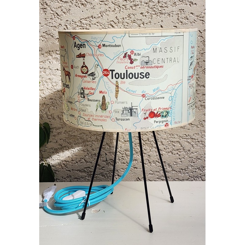 ABAT JOUR  lampe AFFICHE SCOLAIRE carte geographie PYRENEES