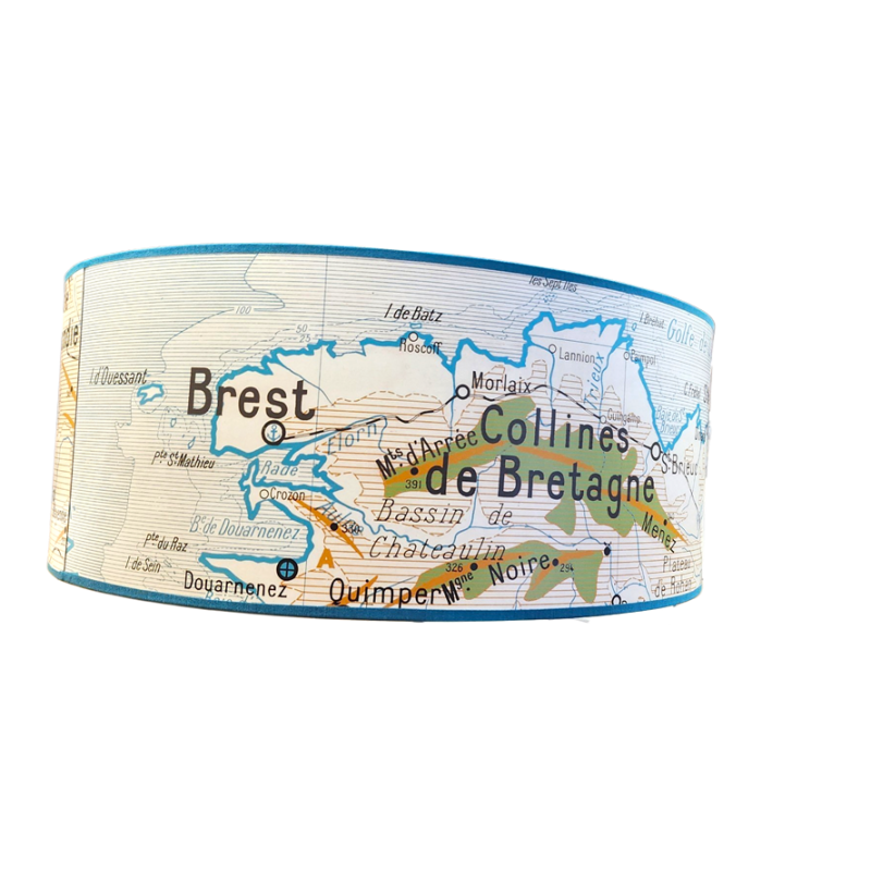 Abat jour COLLINES DE BRETAGNE motif affiche scolaire recto verso