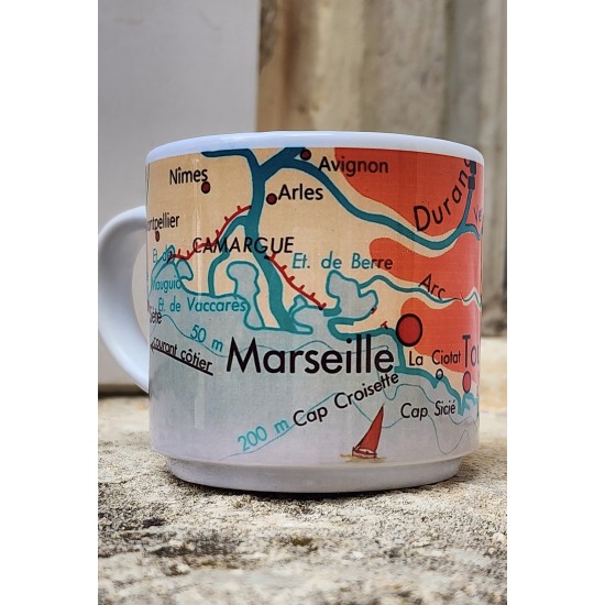 MUG ceramique carte MEDITERRANEE affiche scolaire
