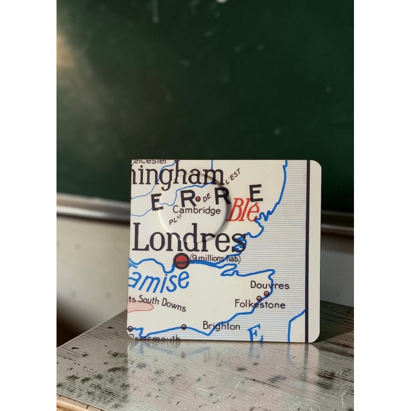 LONDRES upcycling magnet badge et miroir ancienne carte geographie