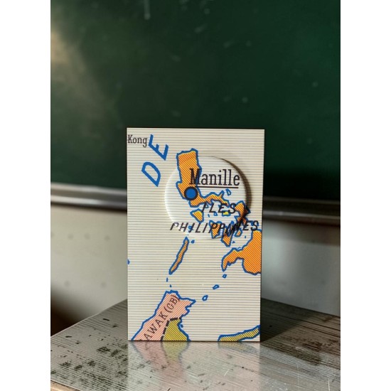LES PHILIPPINES MANILLE  upcycling magnet badge et miroir ancienne carte geographie