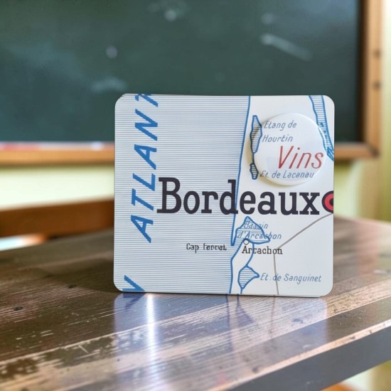 bordeaux  upcycling magnet badge et miroir ancienne carte geographie