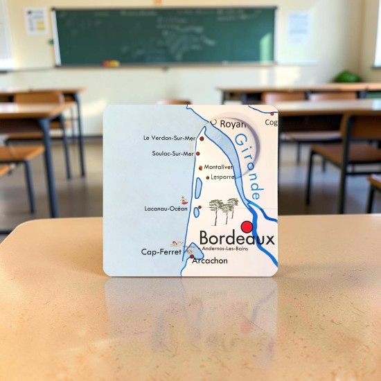 LE MEDOC upcycling magnet badge et miroir ancienne carte geographie