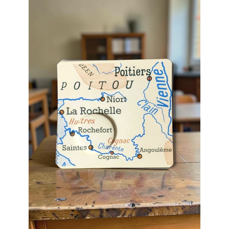 LE MEDOC upcycling magnet badge et miroir ancienne carte geographie