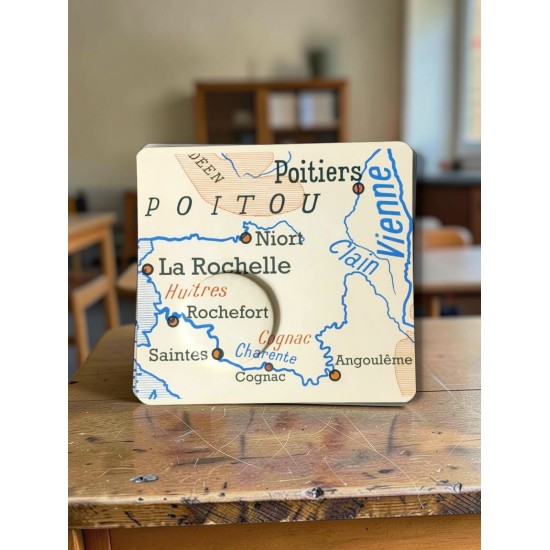 LE MEDOC upcycling magnet badge et miroir ancienne carte geographie