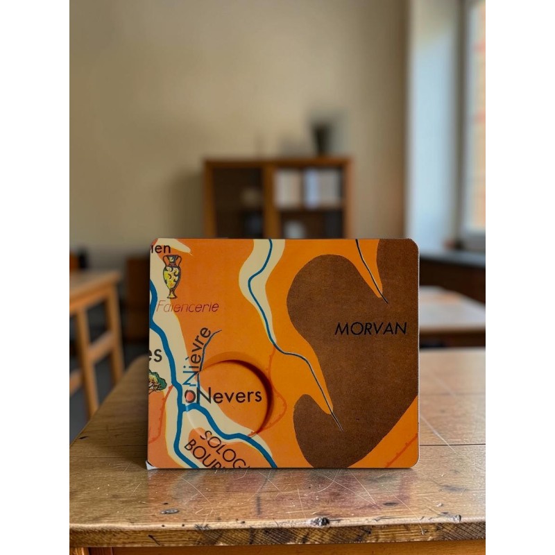 NEVERS  upcycling magnet badge et miroir ancienne carte geographie