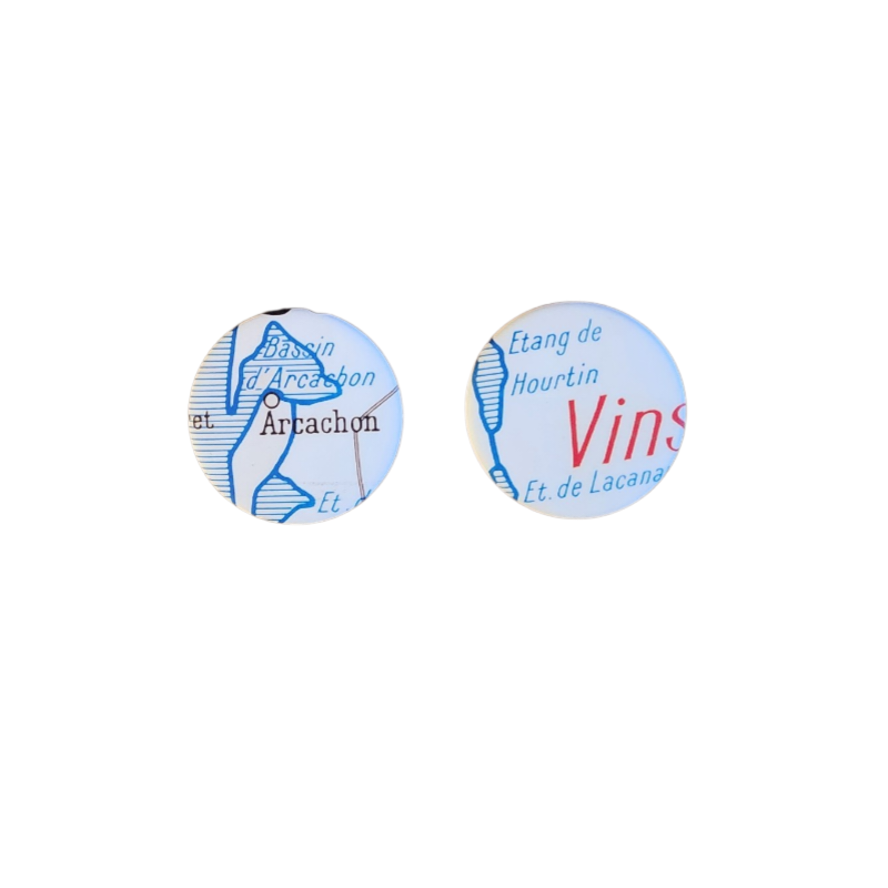 bordeaux  upcycling magnet badge et miroir ancienne carte geographie