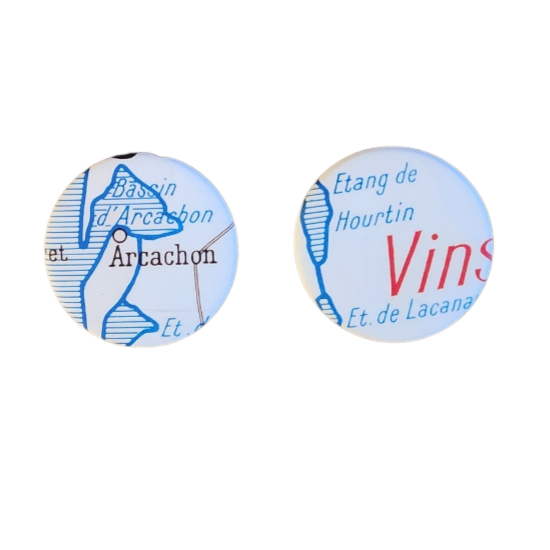 bordeaux  upcycling magnet badge et miroir ancienne carte geographie